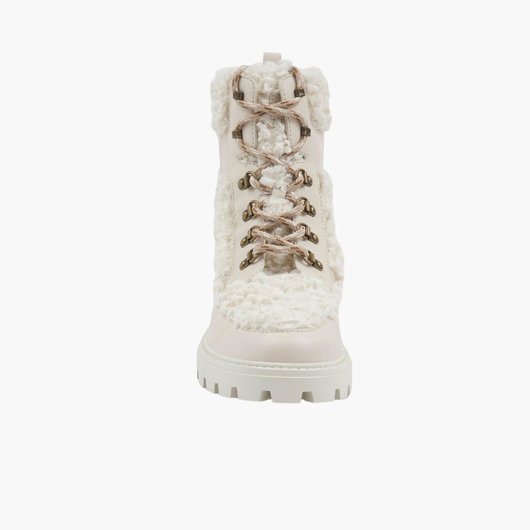 Tod's Shearling Lace-Up Ankle Boots in Bianco