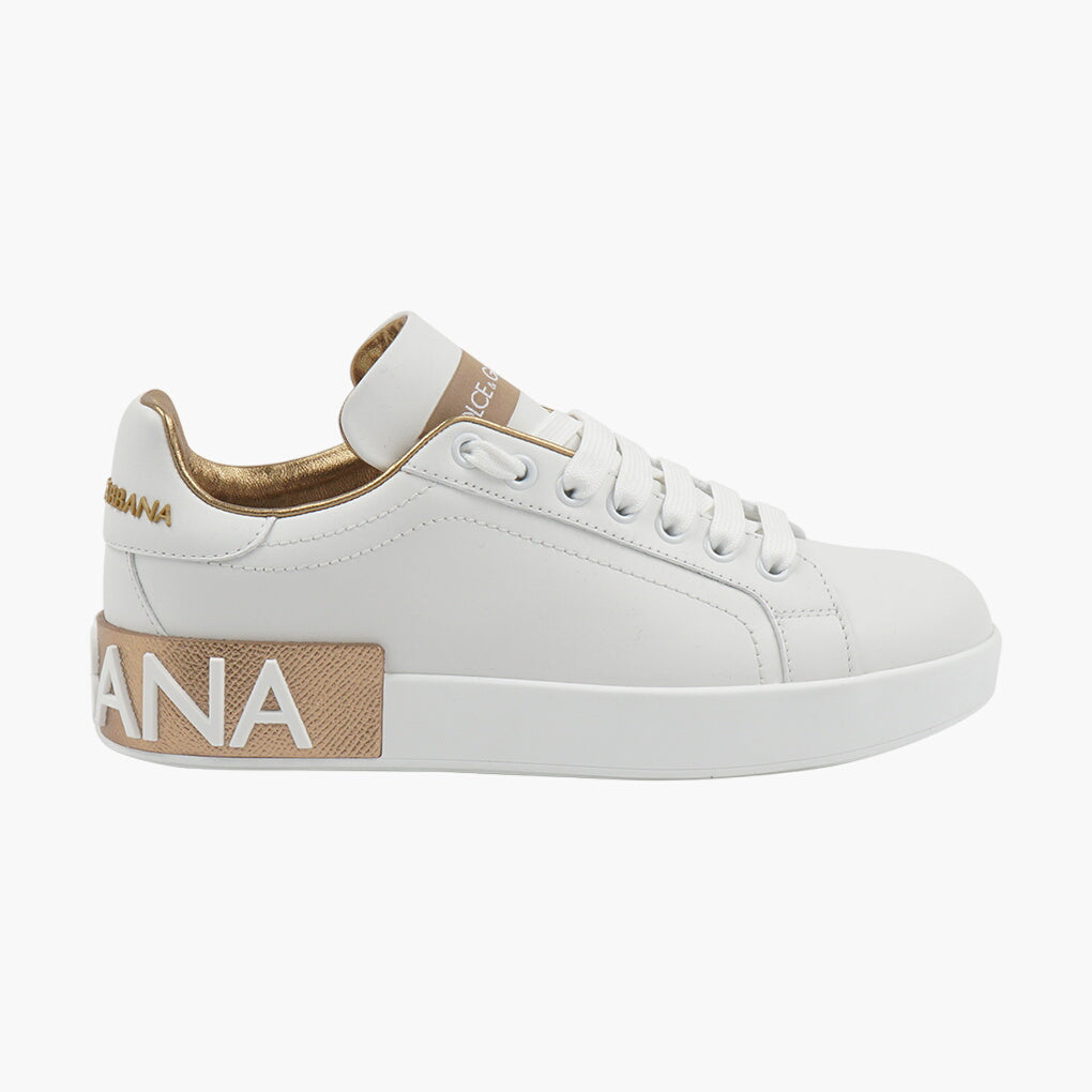 Dolce &amp; Gabbana Sneakers di lusso bianco-oro - Made in Italy