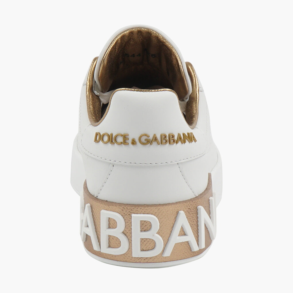 Dolce & Gabbana Luxury White-Gold Sneakers - Made in Italy