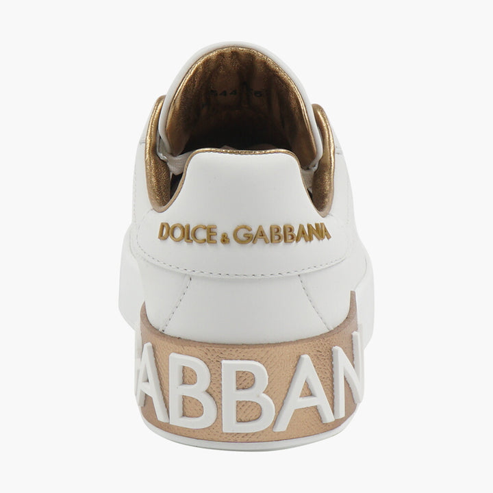 Dolce &amp; Gabbana Sneakers di lusso bianco-oro - Made in Italy