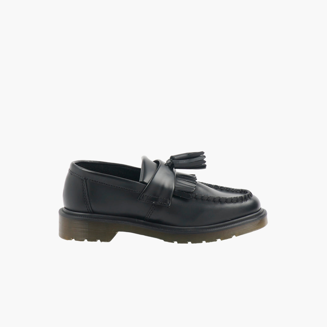 DR MARTENS Black Women's Leather Loafers with Tassel and AirWair Sole