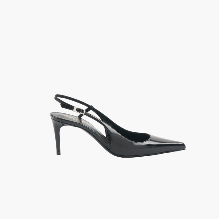 SAINT LAURENT Nero Slingback Pumps with Adjustable Buckle - Made in Italy