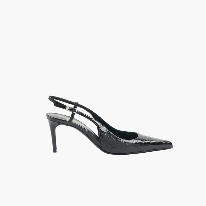 SAINT LAURENT Nero Slingback Heels - Elegante artigianato italiano