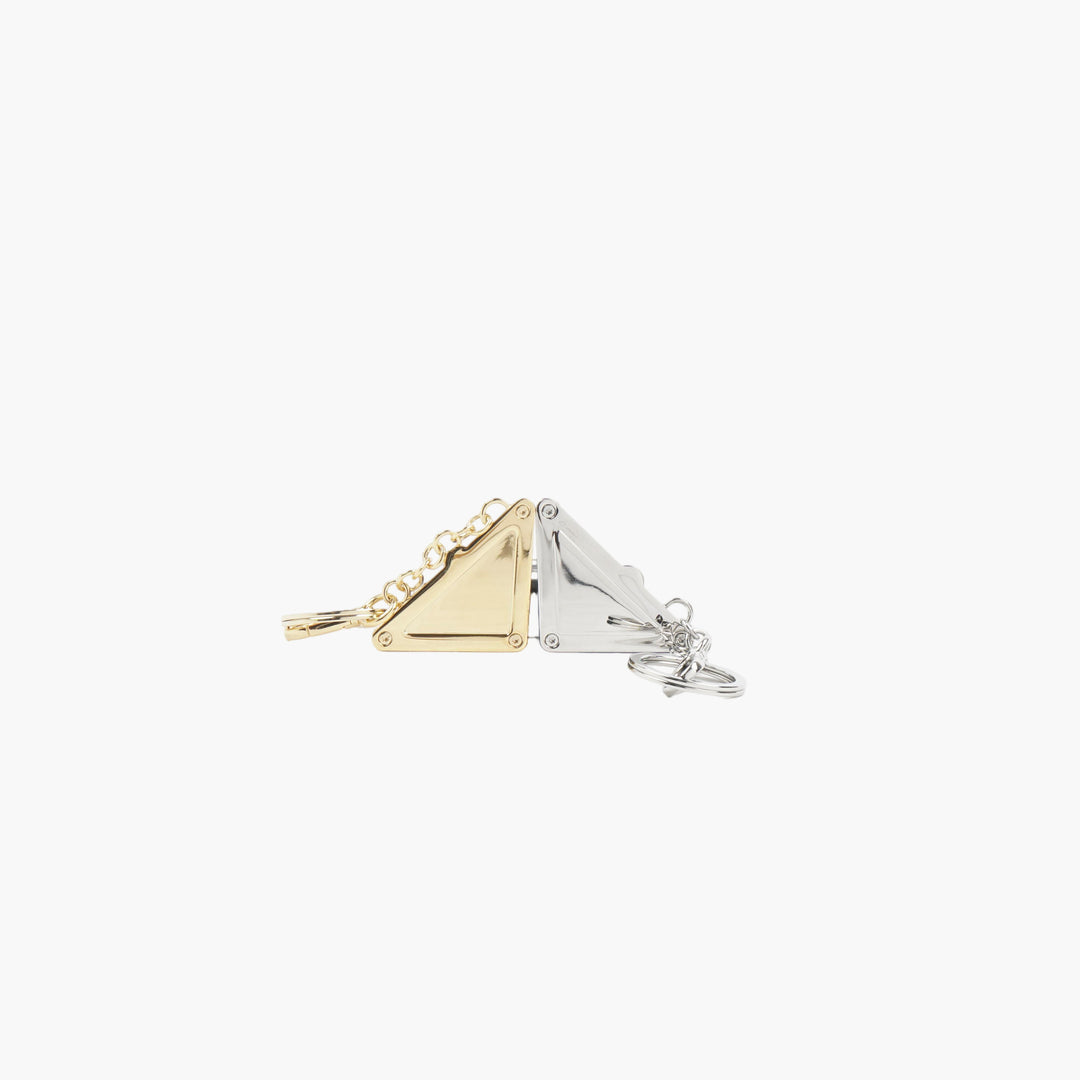 Prada Triangle Metal Keychain - Elegant Italian Design in Gold and Silver