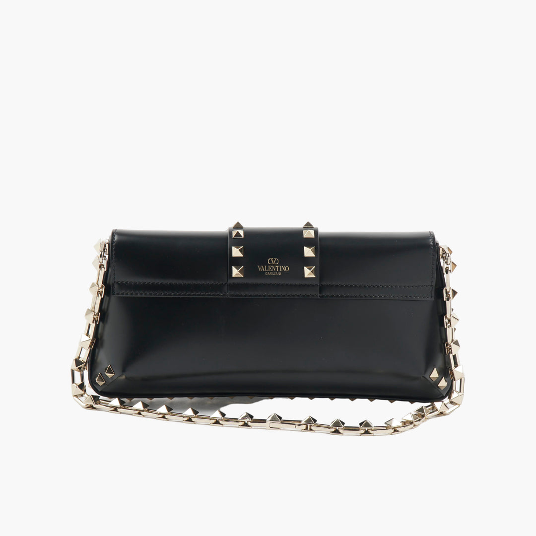 VALENTINO Black-Gold Rockstud Leather Bag - Made in Italy