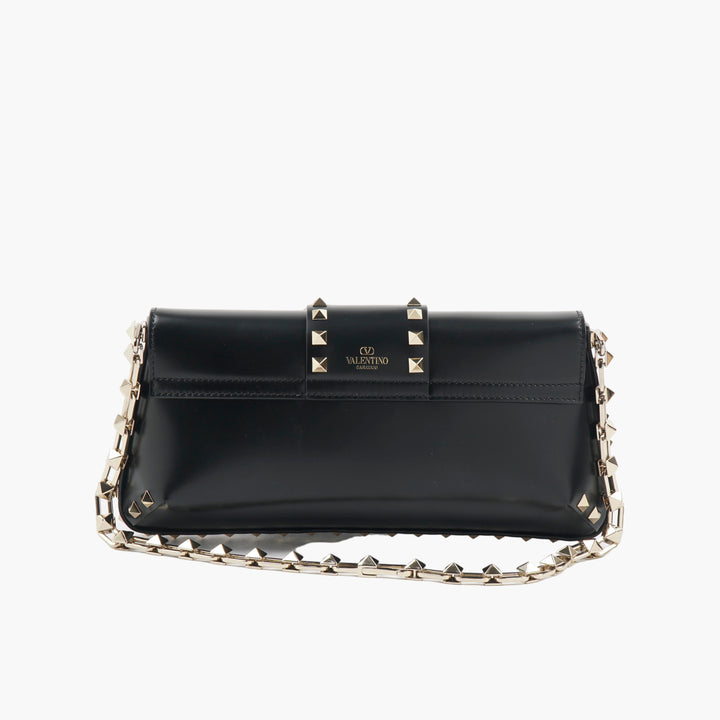 VALENTINO Black-Gold Rockstud Leather Bag - Made in Italy