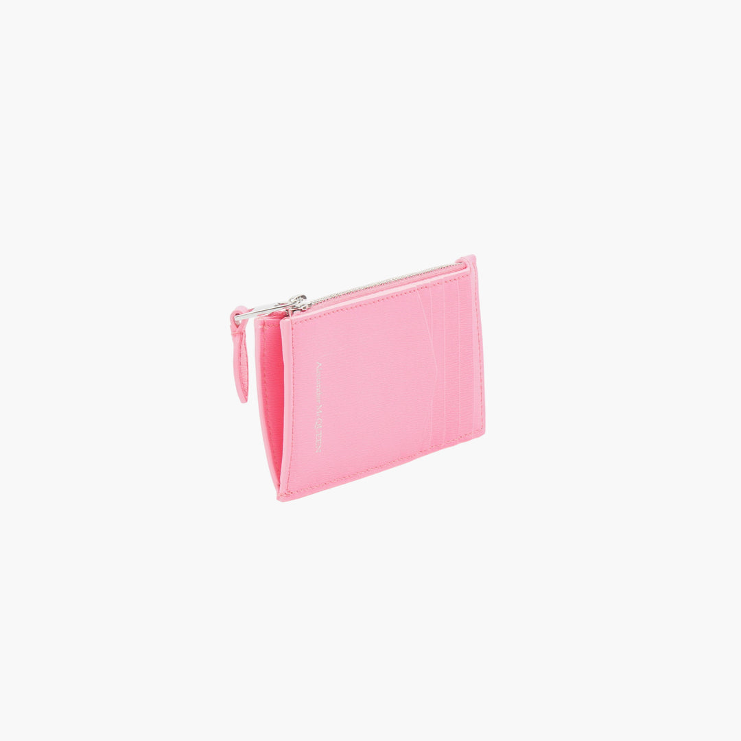 Alexander McQueen Pink Leather Card Holder - Made in Italy