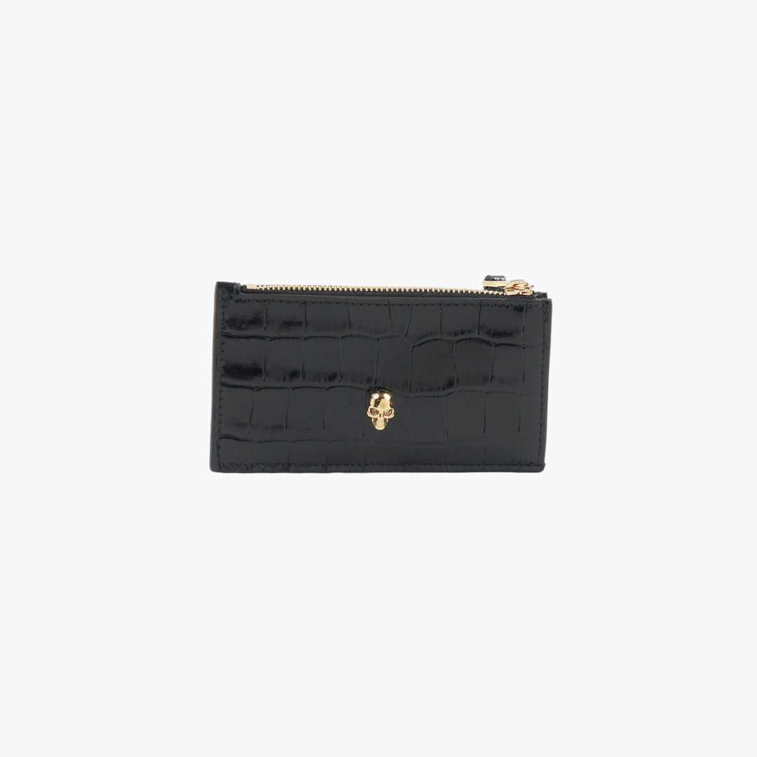 ALEXANDER MCQUEEN Cardholder with Crocodile-Embossed Finish - Made in Italy