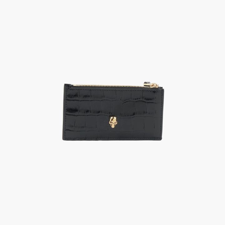 ALEXANDER MCQUEEN Cardholder with Crocodile-Embossed Finish - Made in Italy