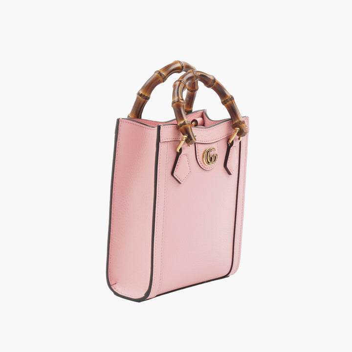 GUCCI Bamboo Handle Bag in Pink Leather with Iconic Bamboo Handles