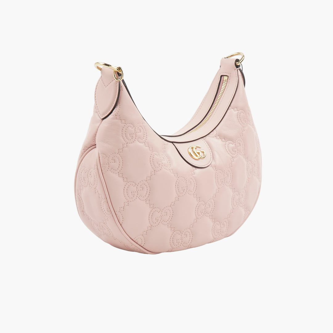 GUCCI Luxury Blush Leather Bag with GG Embossed Pattern