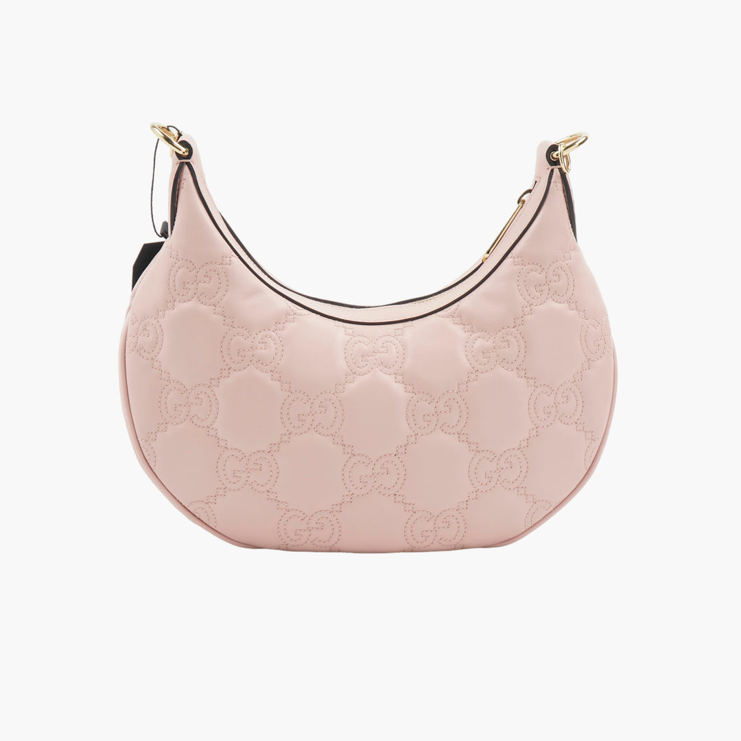 GUCCI Luxury Blush Leather Bag with GG Embossed Pattern