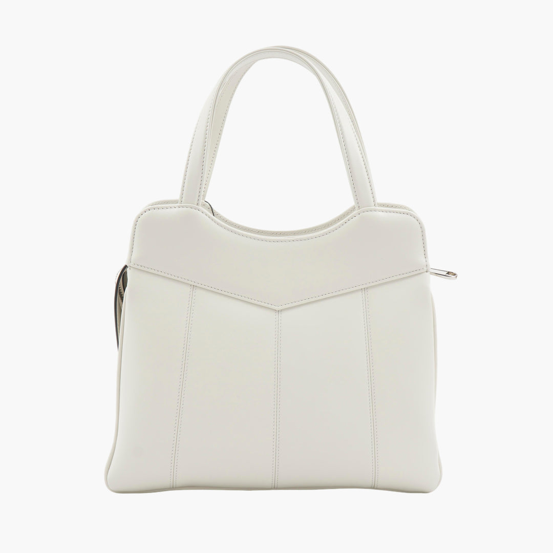 GUCCI Elegant White Leather Handbag with Iconic Emblem