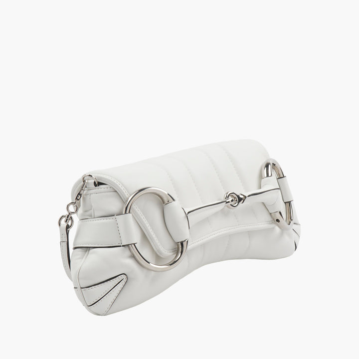 Gucci White Leather Bag with Equestrian-Inspired Metal Bit