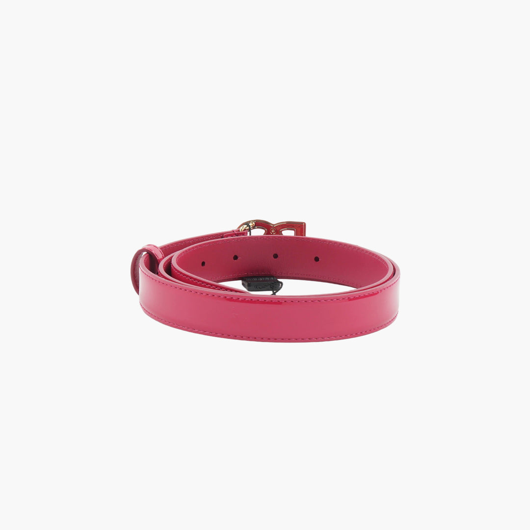 Dolce & Gabbana Fuchsia Belt with Gold DG Logo Buckle Made in Italy