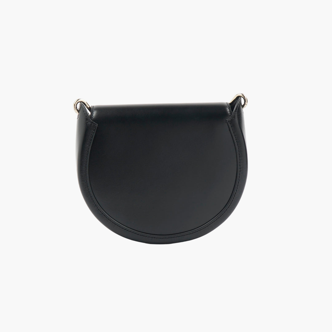 Chloè Leather Bag in Nero with Golden Ring Embellishment