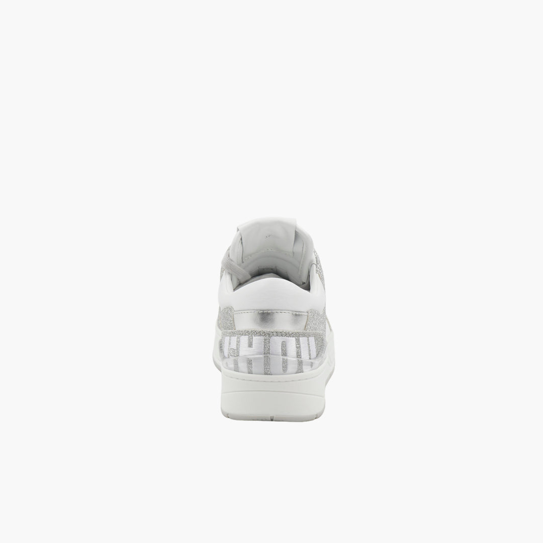 JIMMY CHOO Women's White & Silver Glitter Sneakers