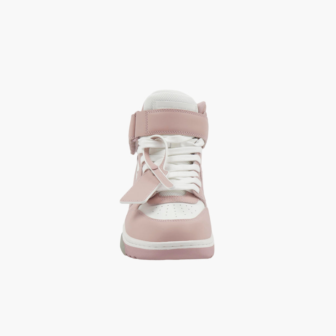 OFF-WHITE High-Top Sneakers with Signature Arrow Detailing in Pink-White