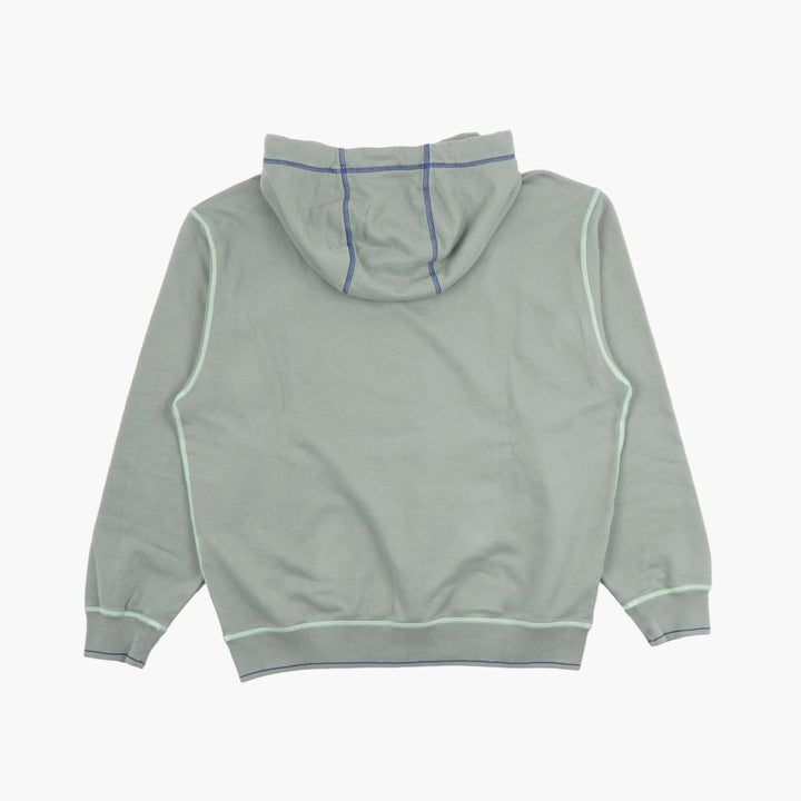 STONE ISLAND Green-Blue Hoodie with Logo and Pocket