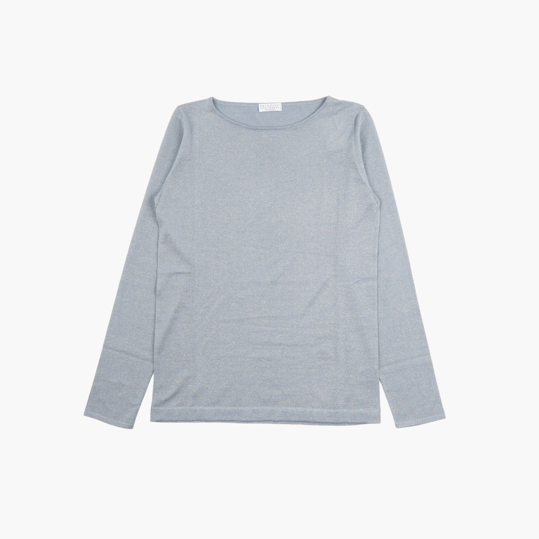 Brunello Cucinelli Elegant Long-Sleeve Top in Blu - Made in Italy