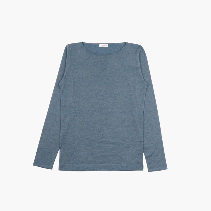 Brunello Cucinelli Elegant Long-Sleeve Top in Blue - Made in Italy