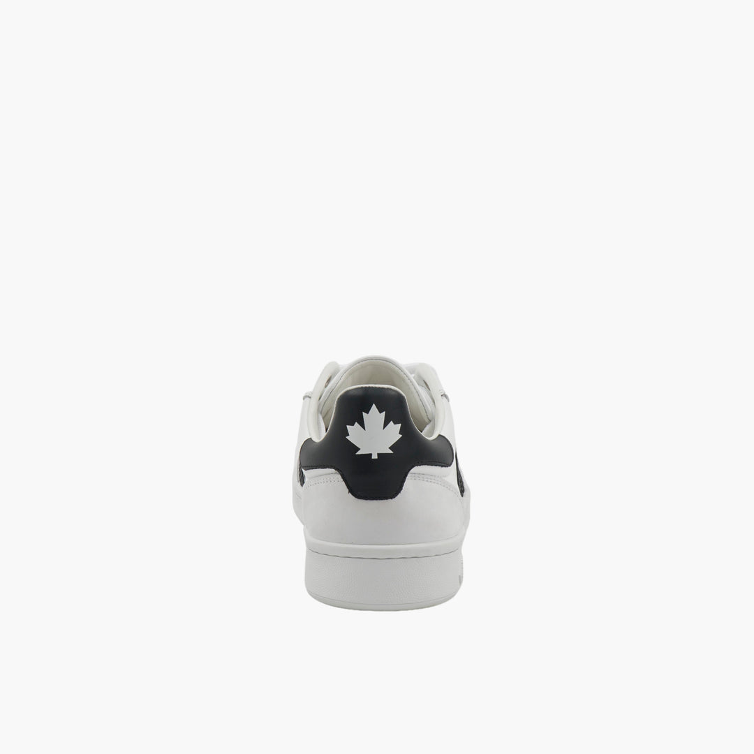 DSQUARED2 Stylish White and Black Lace-Up Sneakers with Signature Stripe Detailing