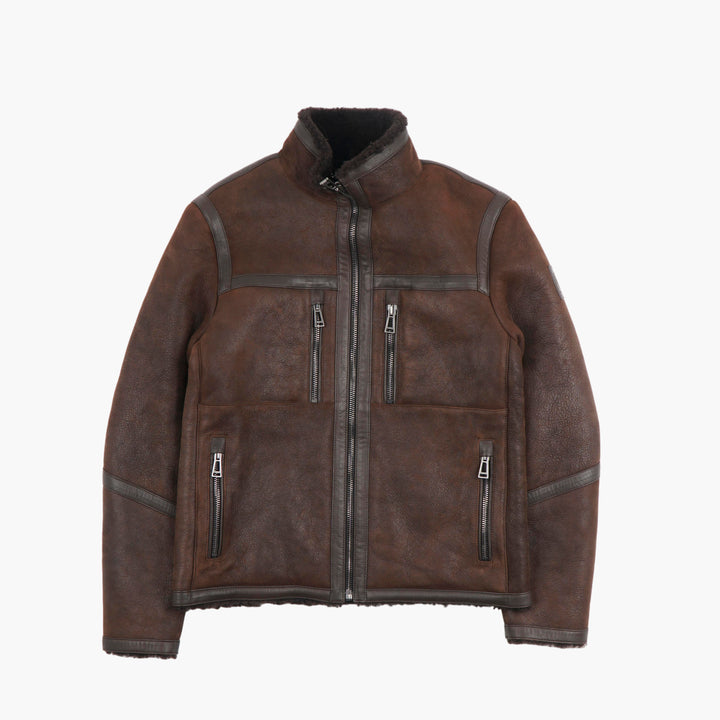 Belstaff Luxurious Brown Tundra Jacket with High Collar and Robust Zippers