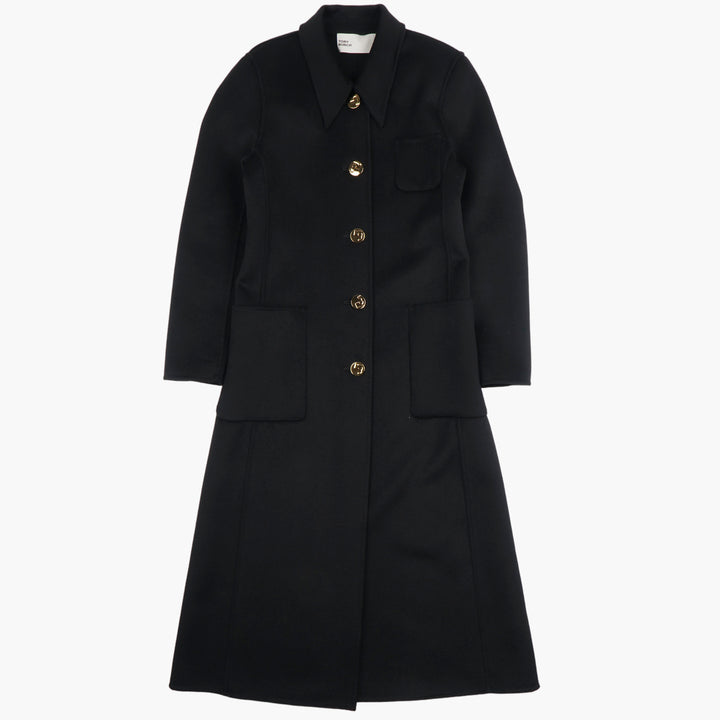 TORY BURCH Elegant Black Coat with Gold-Tone Accents