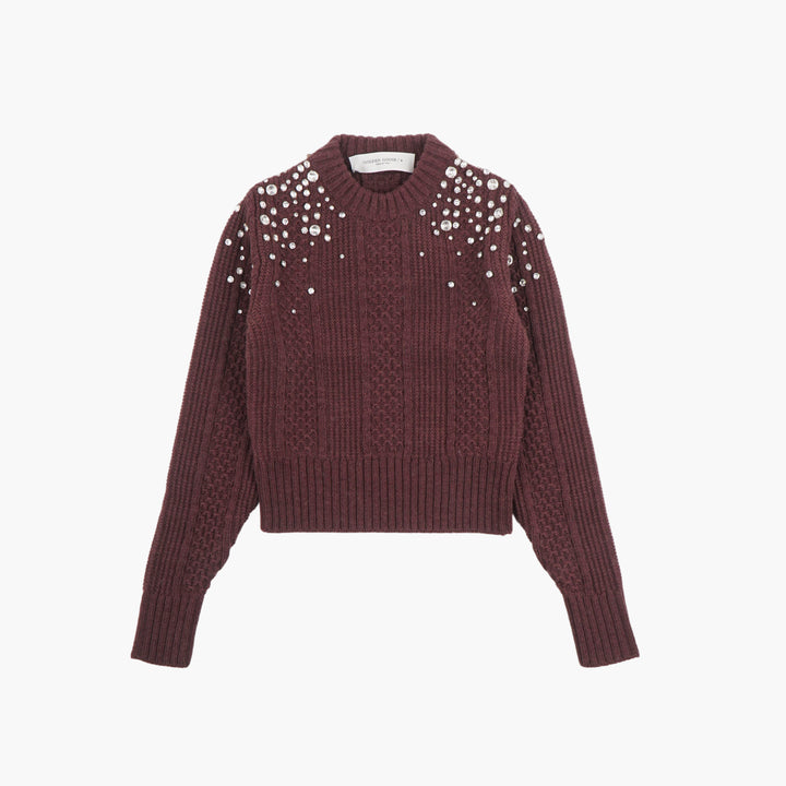 Maglione da donna Golden Goose Bordeaux-Swarovski