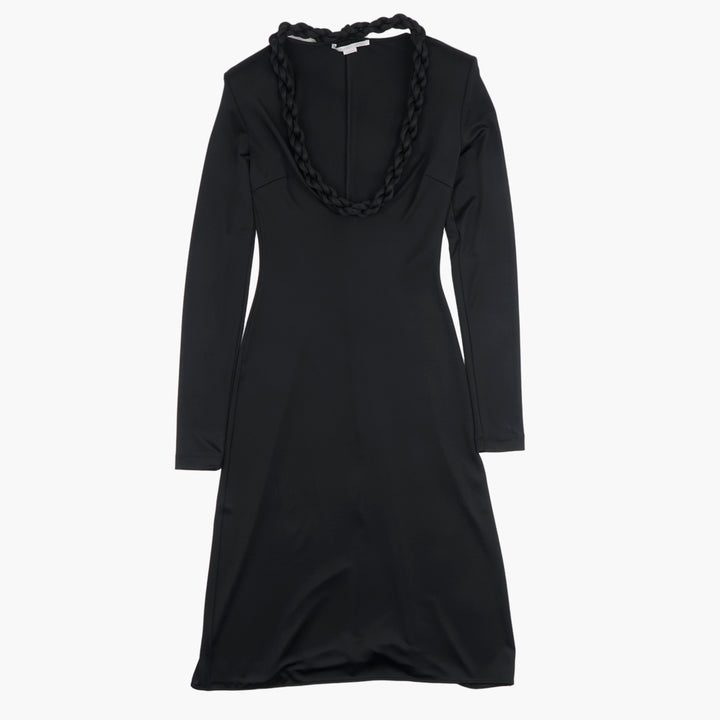 STELLA McCARTNEY Black Long-Sleeve Dress with Braided Neckline