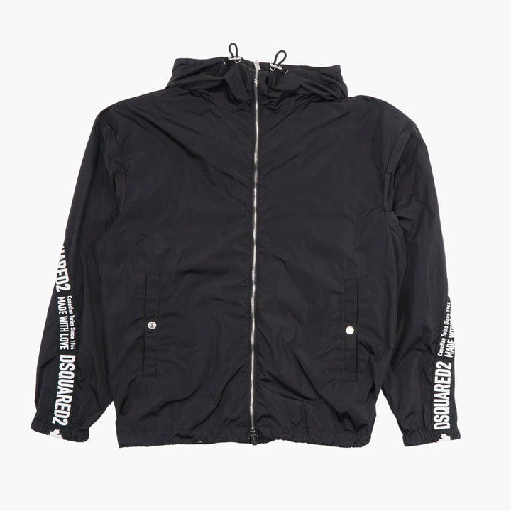 DSQUARED2 Black Jacket with Statement Branding on Sleeves