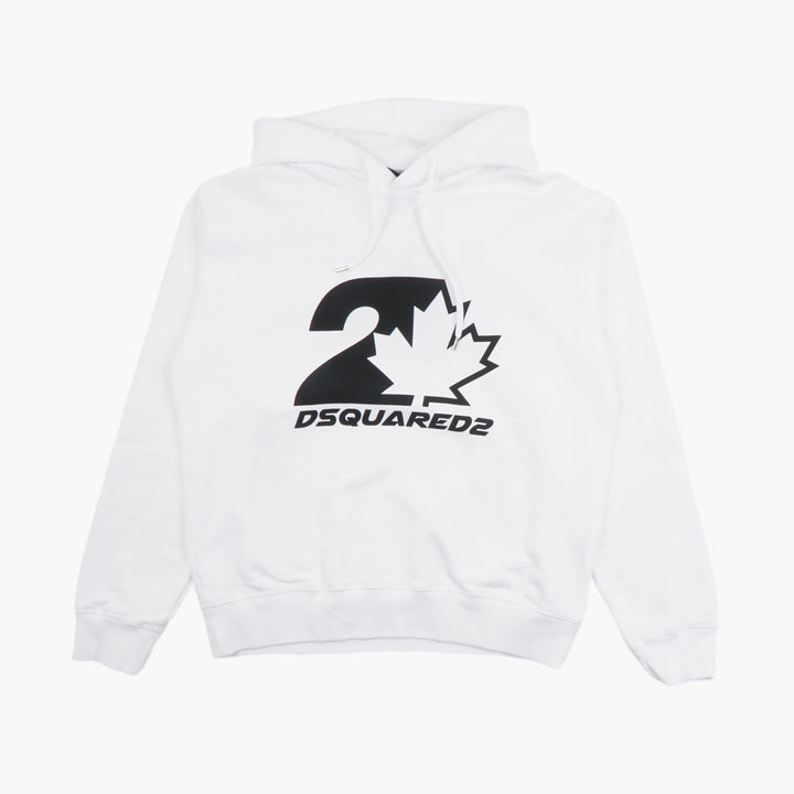 DSQUARED2 White Hoodie with Bold Logo Design