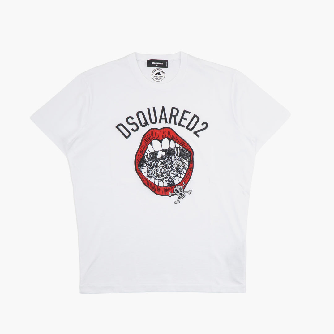 DSQUARED2 Graphic Vibrant Lips T-Shirt - White Multi