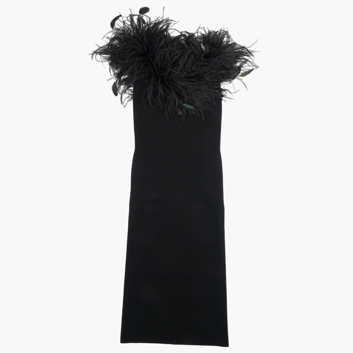 Max Mara Elegant Black Dress with Feather Detail for Special Occasions