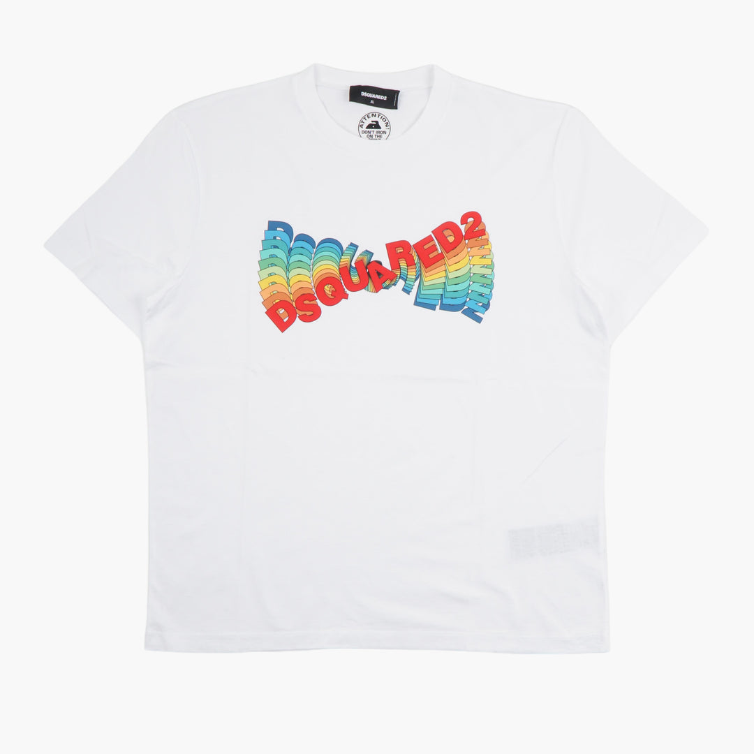 DSQUARED2 Multicolor Logo Cotton T-Shirt - White