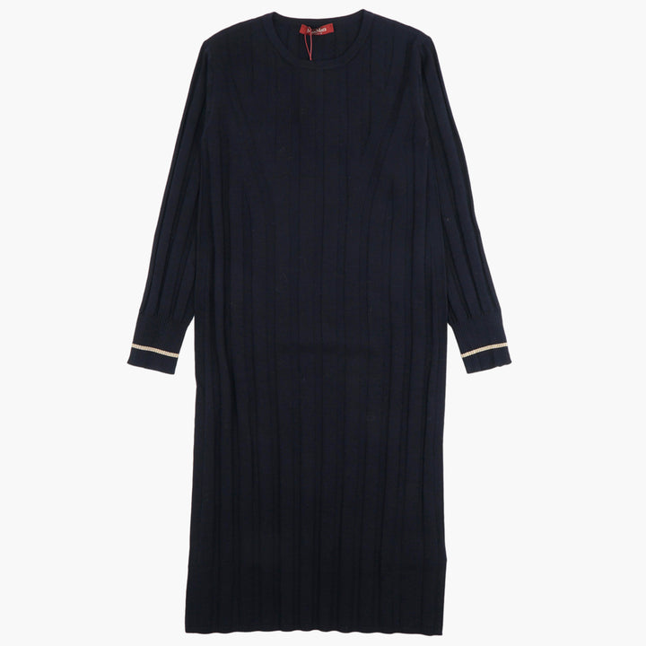 Max Mara Ribbed Black Dress with Subtle Cuff Detail