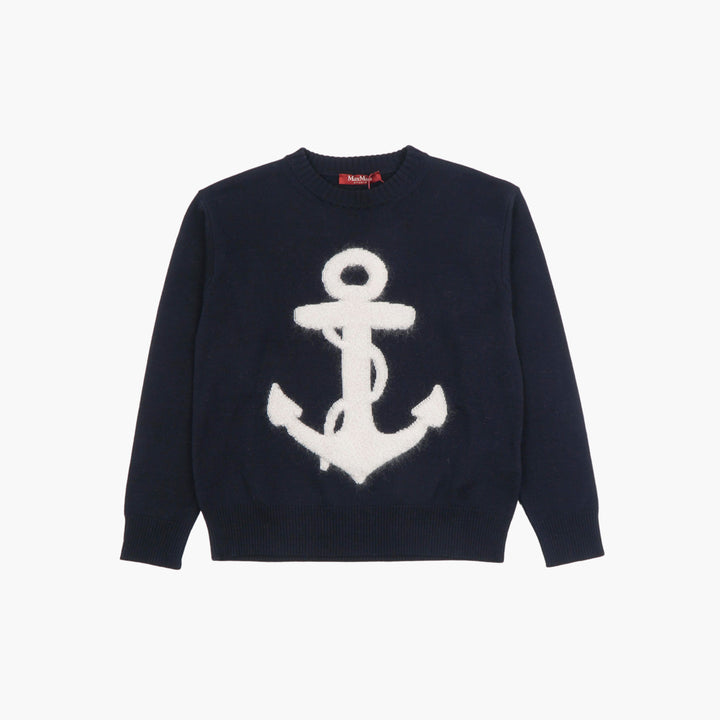 MAX MARA Anchor Sweater - Navy-White Nautical Design