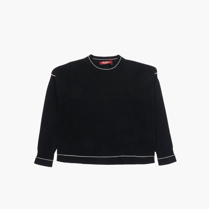 Max Mara Elegant Nero Sweater with Contrast Stitching