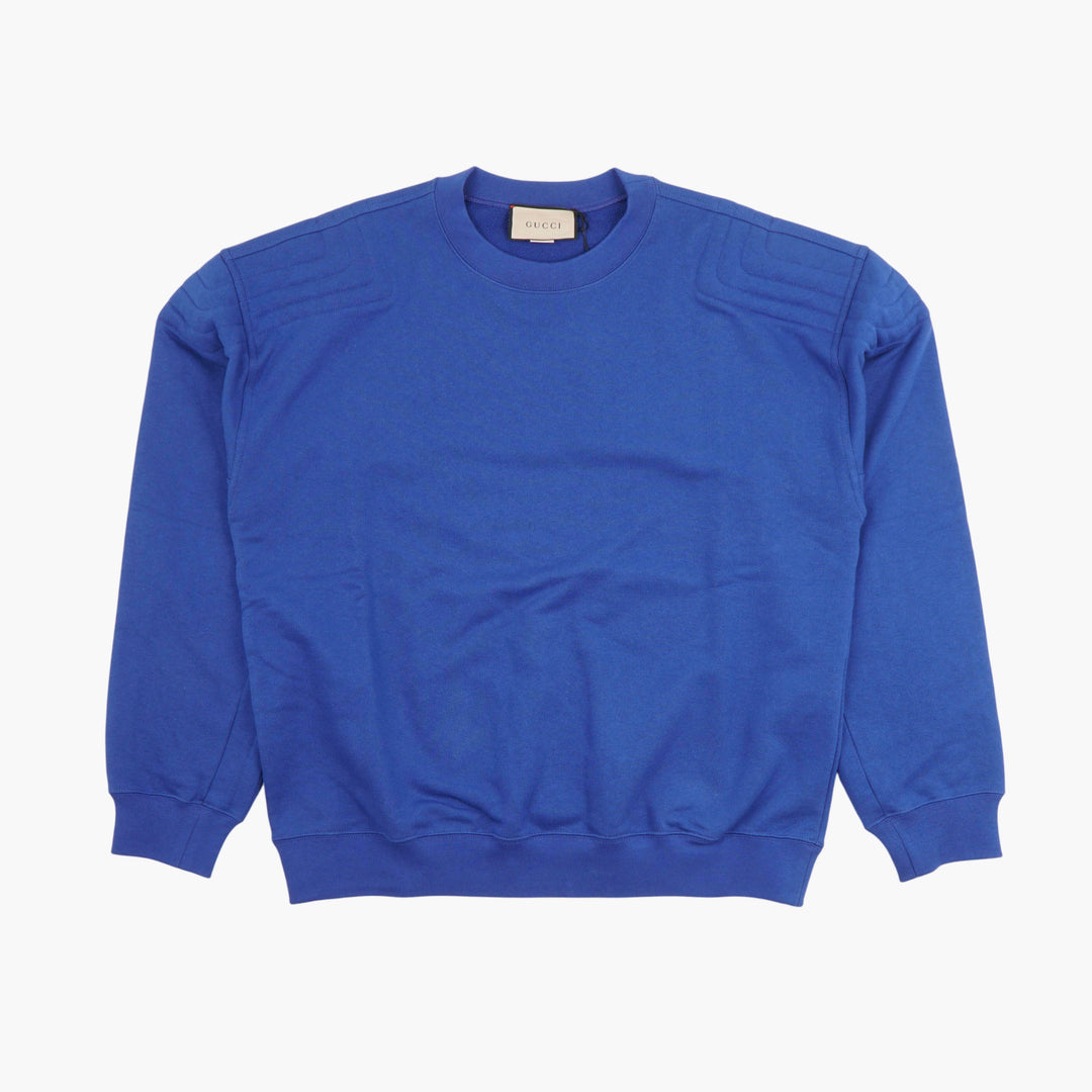 GUCCI Blue Sweatshirt with Unique Shoulder Detailing - Made in Italy