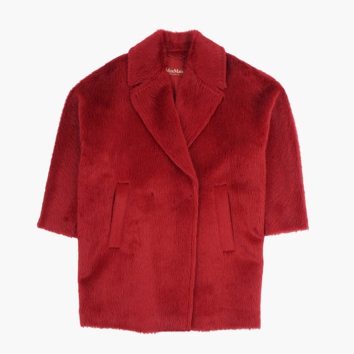 Max Mara Luxurious Textured Coat in Rosso - Timeless Elegance