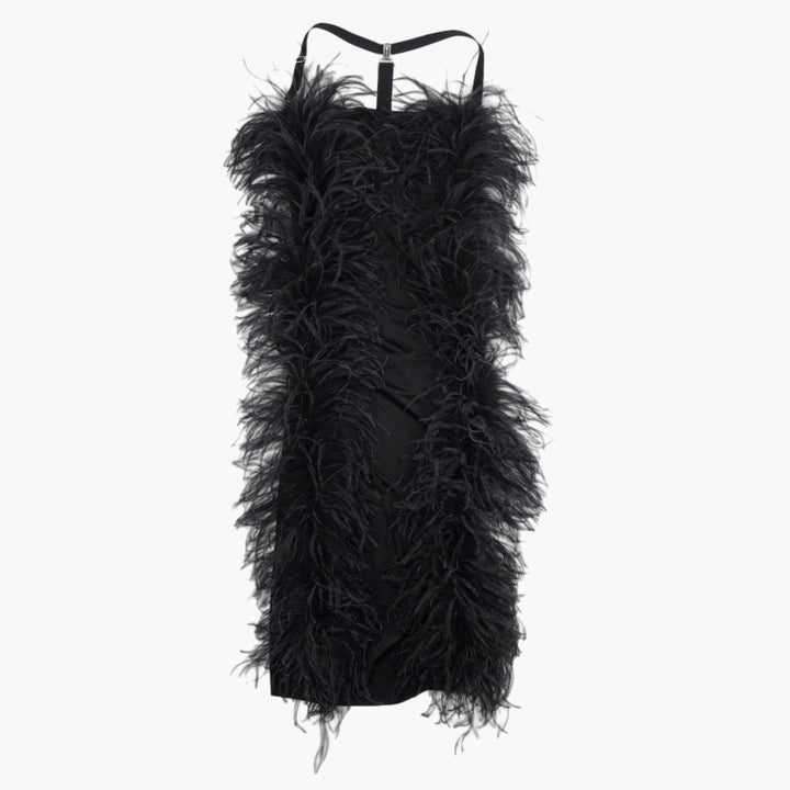 MAX MARA Black Feathered Dress - Elegant and Sophisticated Design