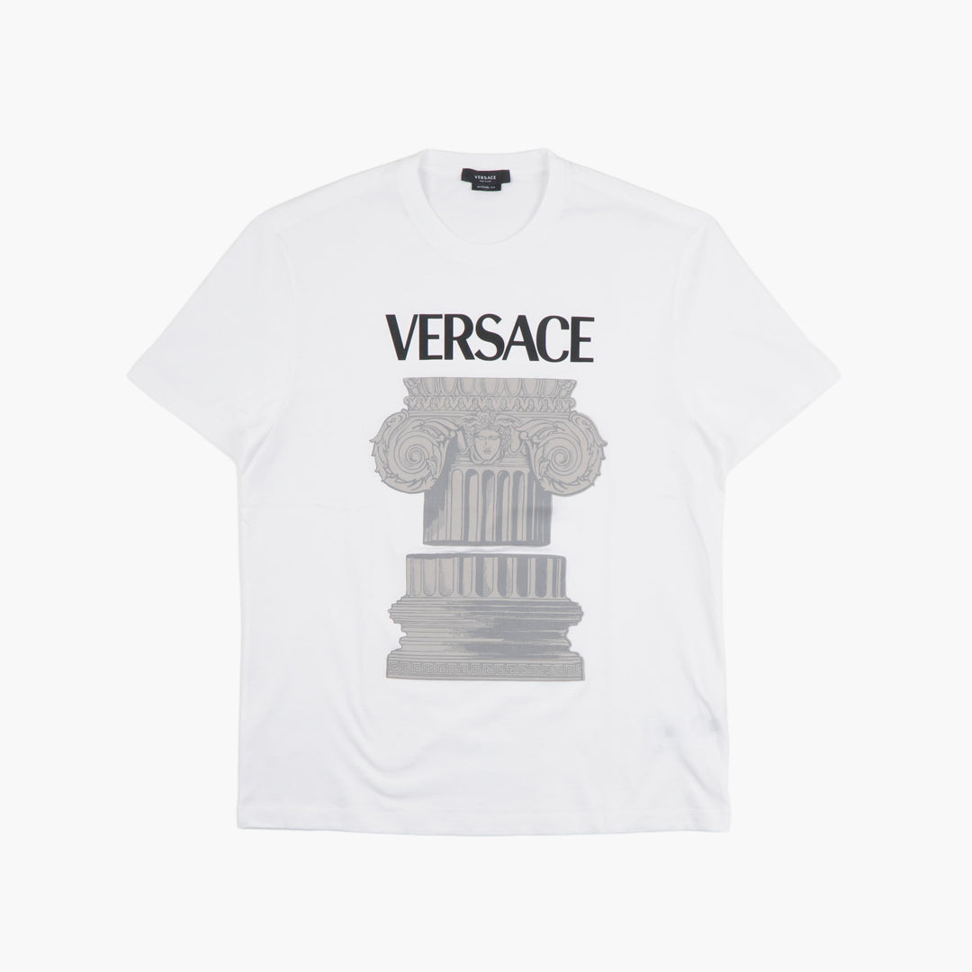 T-shirt di lusso VERSACE con motivo a colonna architettonica per uomo - Made in Italy