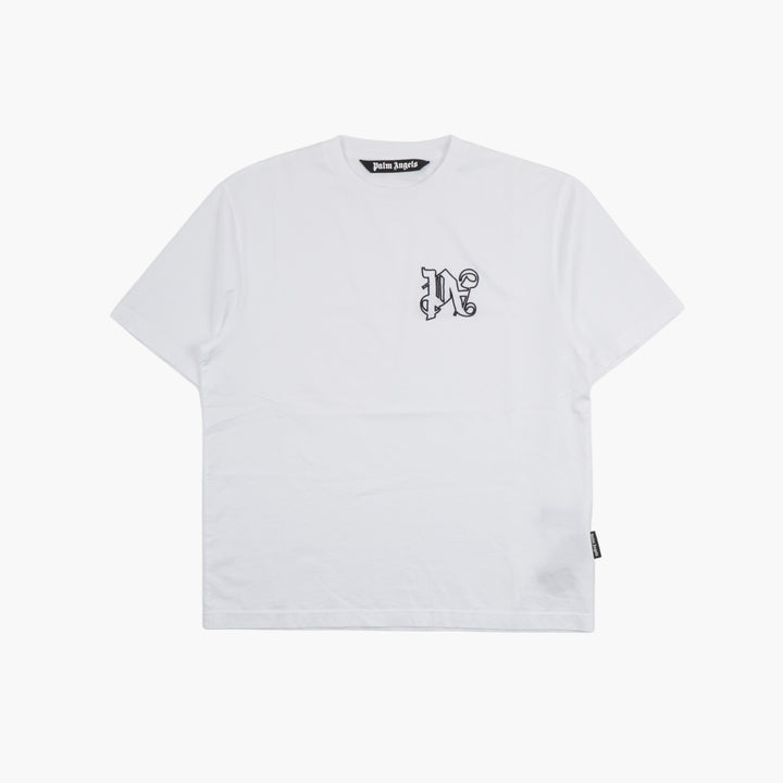 Palm Angels Classic Fit T-Shirt in Bianco with Bold Graphic Logo