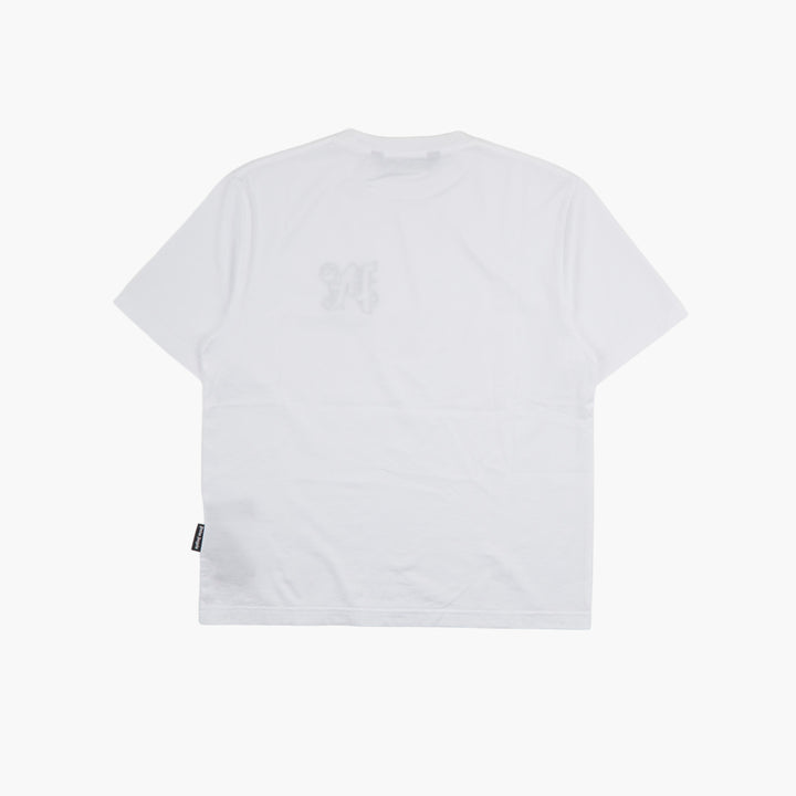 Palm Angels Classic Fit T-Shirt in Bianco with Bold Graphic Logo