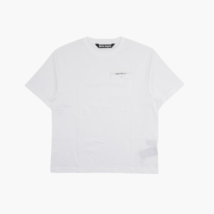 Palm Angels Bianco T-Shirt with Logo Chest Pocket - Casual Style & Urban Edge