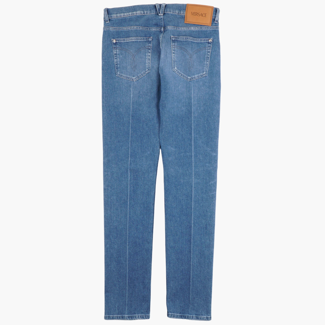 Versace Men's Luxury Blue Denim Jeans with Iconic Logo - Style & Comfort