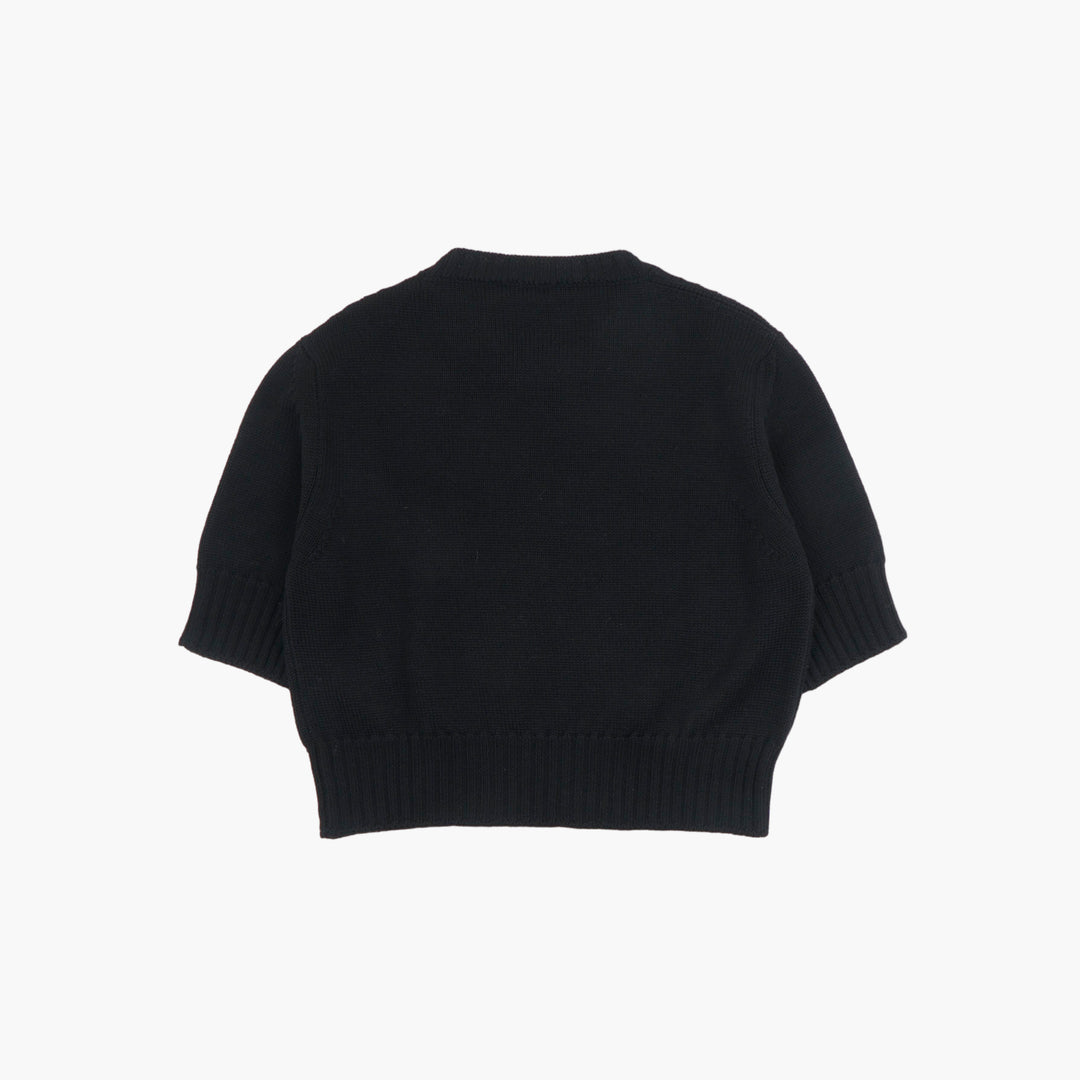 Maglione Dondup nero a maniche corte con logo discreto