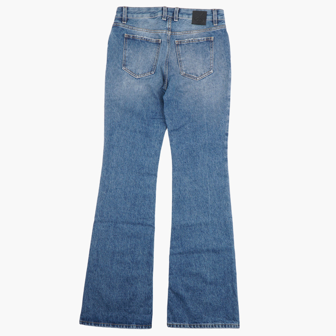 Jeans svasati in denim da donna OFF-WHITE in lavaggio blu sbiadito