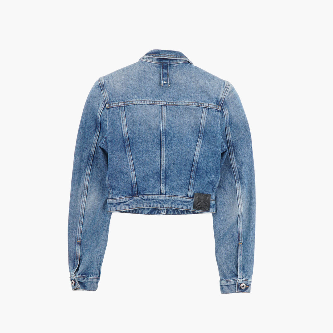 OFF-WHITE Denim Jacket with Iconic Design Elements