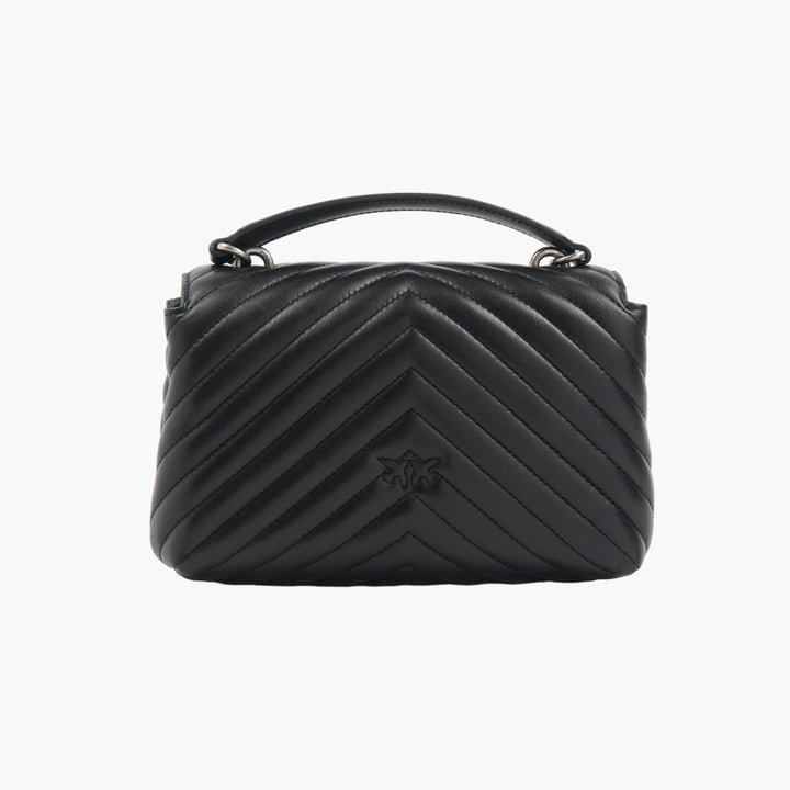 PINKO Quilted Leather Handbag with Iconic Bird Embellishment - Nero